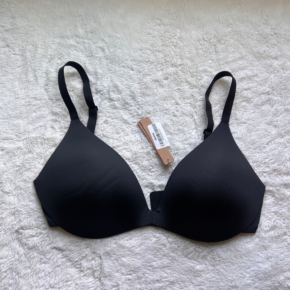 SKIMS Womens Wireless Form Super Push-Up Bra Onyx Black BA-PLG-2632 Size 34D NWT